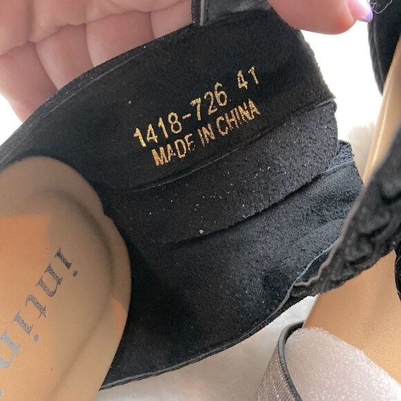 Intini Leather Silver Braided Ankle Strap Low Wedge Sandals - Picture 7 of 15